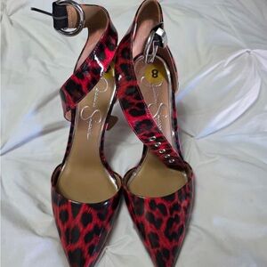 Stylish Red Leopard Print Women's Heels